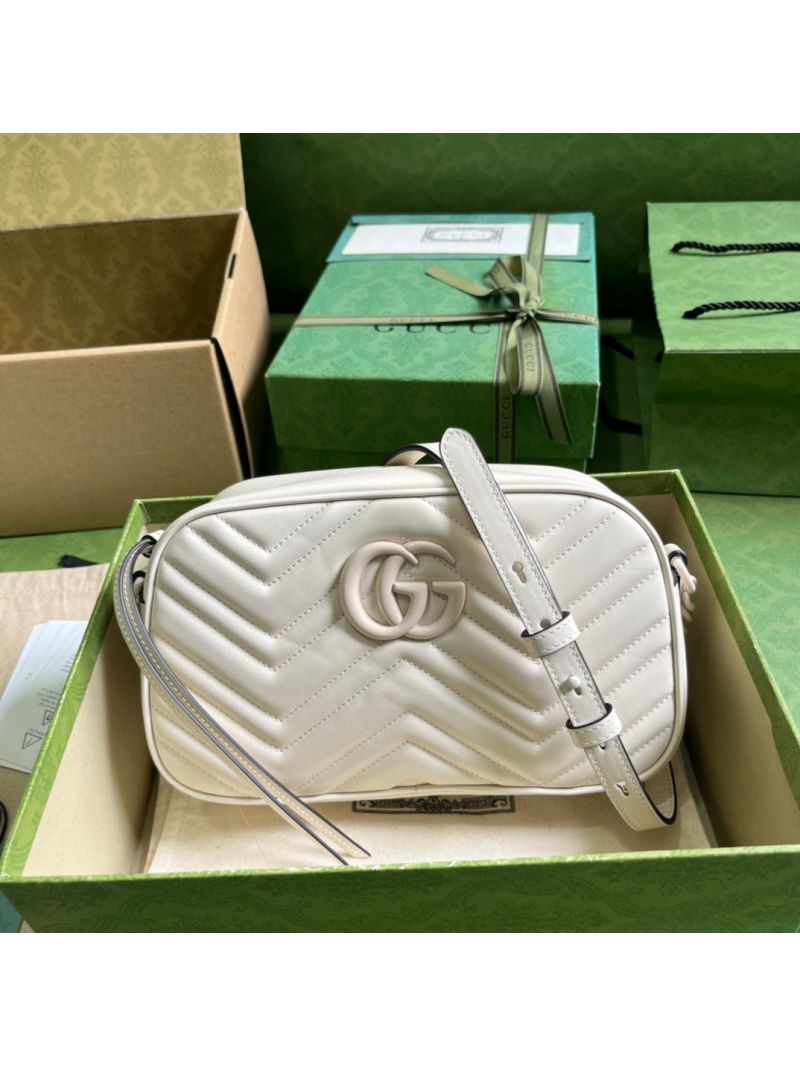 Gucci Aria GG Marmont small white shoulder bag 447632 White hardware