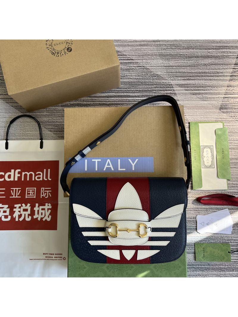 Gucci Horsebit 1955 small leather bag 602204 X ADIDAS