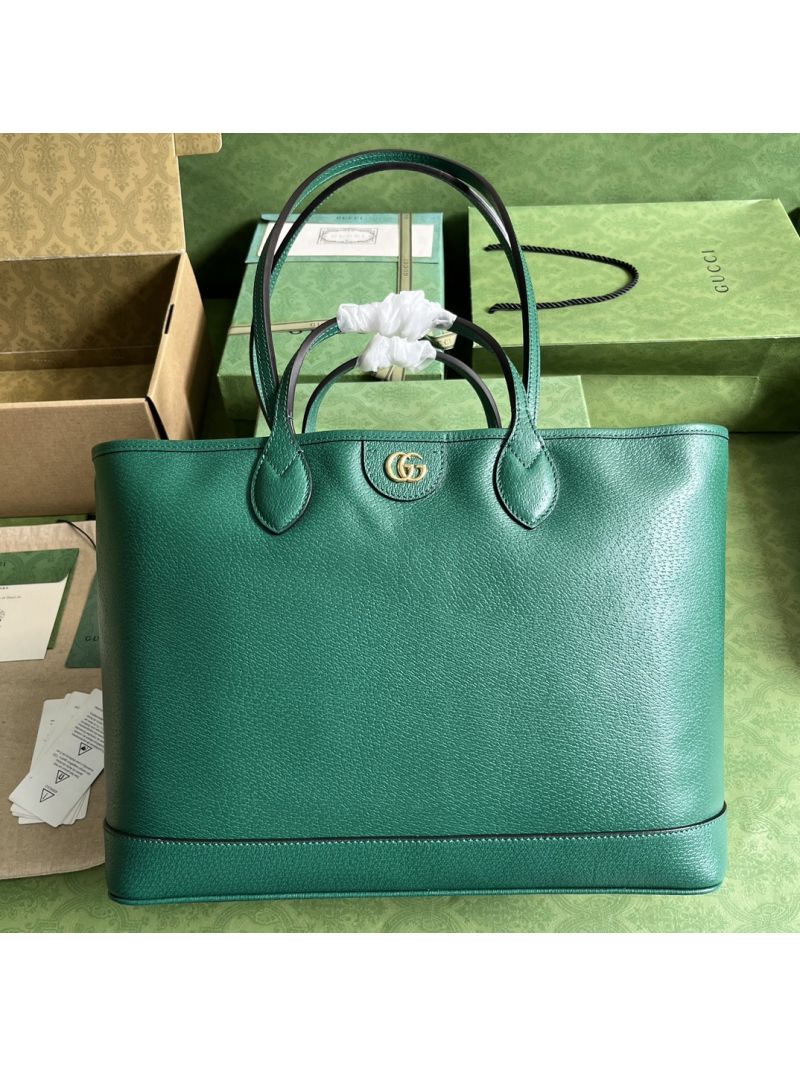 Gucci Ophidia leather medium tote bag 739730 green leather