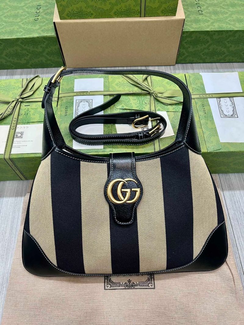 Gucci Aphrodite medium shoulder bag 726274 beige black cotton canvas