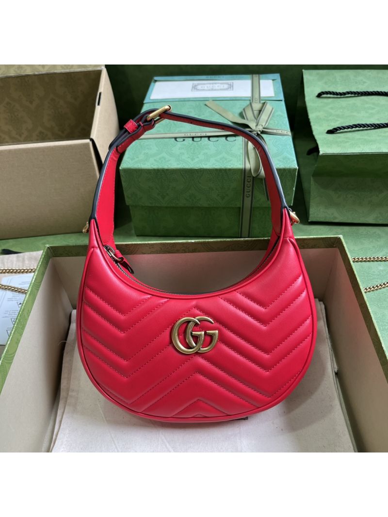 Gucci GG Marmont half-moon-shaped mini bag 699514 Red