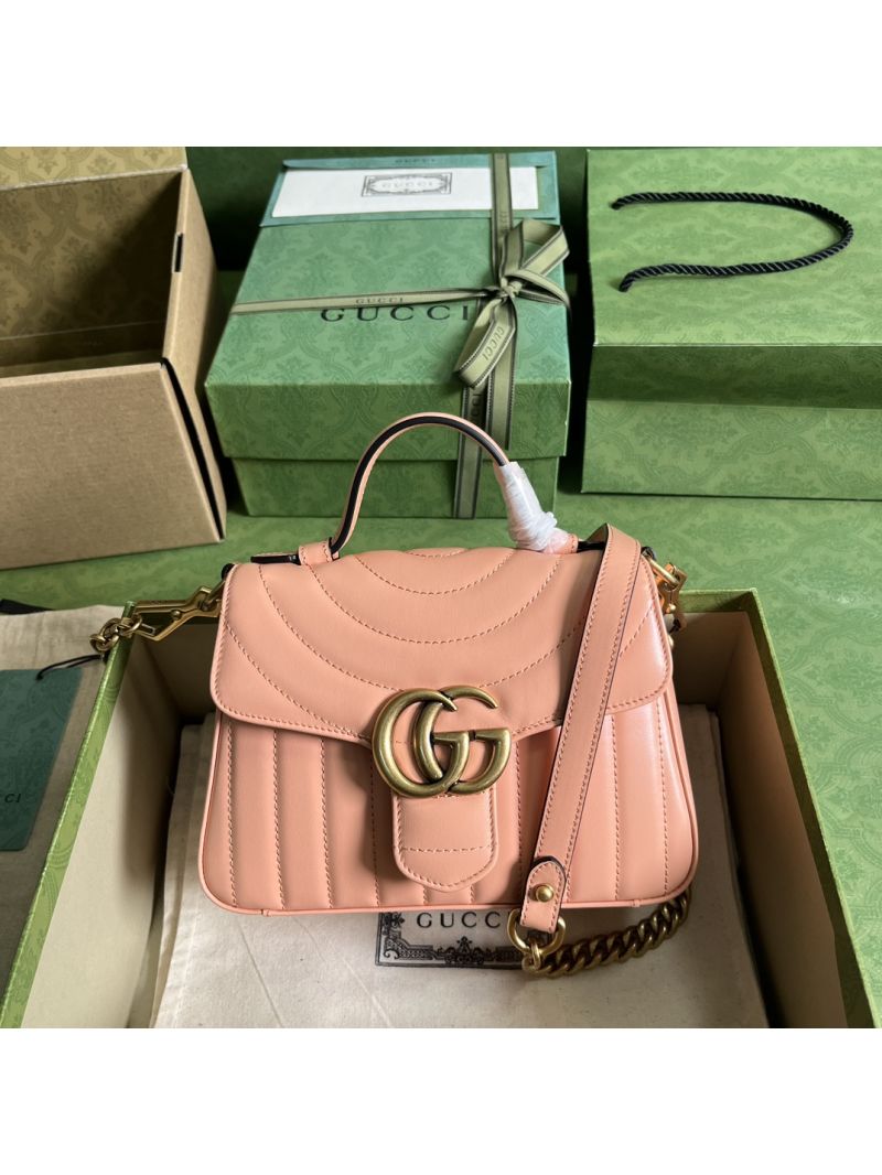 Gucci GG Marmont Mini Top Handle Bag 547260 Peach leather