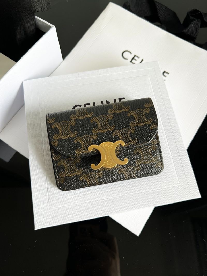 CELINE CARD HOLDER WITH FLAP TRIOMPHE IN TRIOMPHE CANVAS TAN