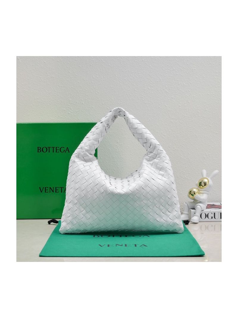 Bottega Veneta BV Small Hop Intrecciato Leather 763966 White