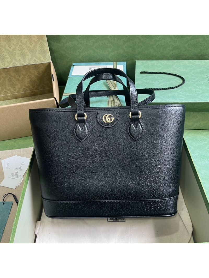 Gucci Ophidia Mini Tote Bag - Black Leather with Gold-Toned Hardware 765043