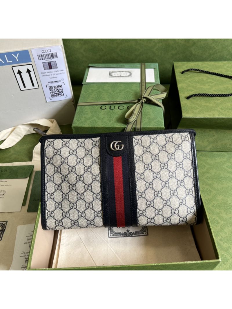 Gucci Ophidia GG Toiletry Case 598234 Dark Blue leather