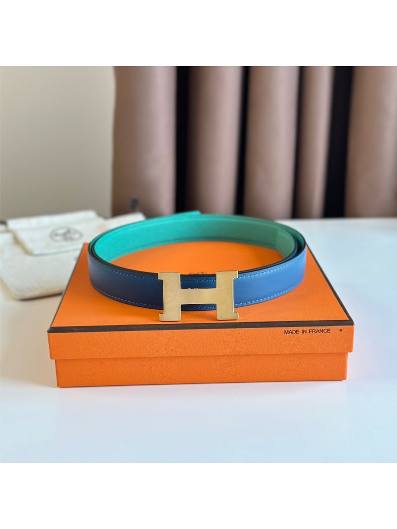 Hermes Blue Mini Constance Martelee Belt Buckle & Reversible Leather Strap 24 mm