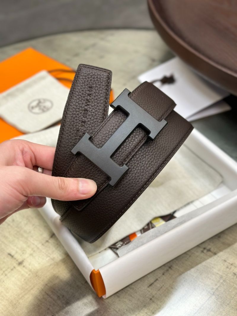 Hermes Reversible togo Leather Strap with Buckle, 38mm in dark brown