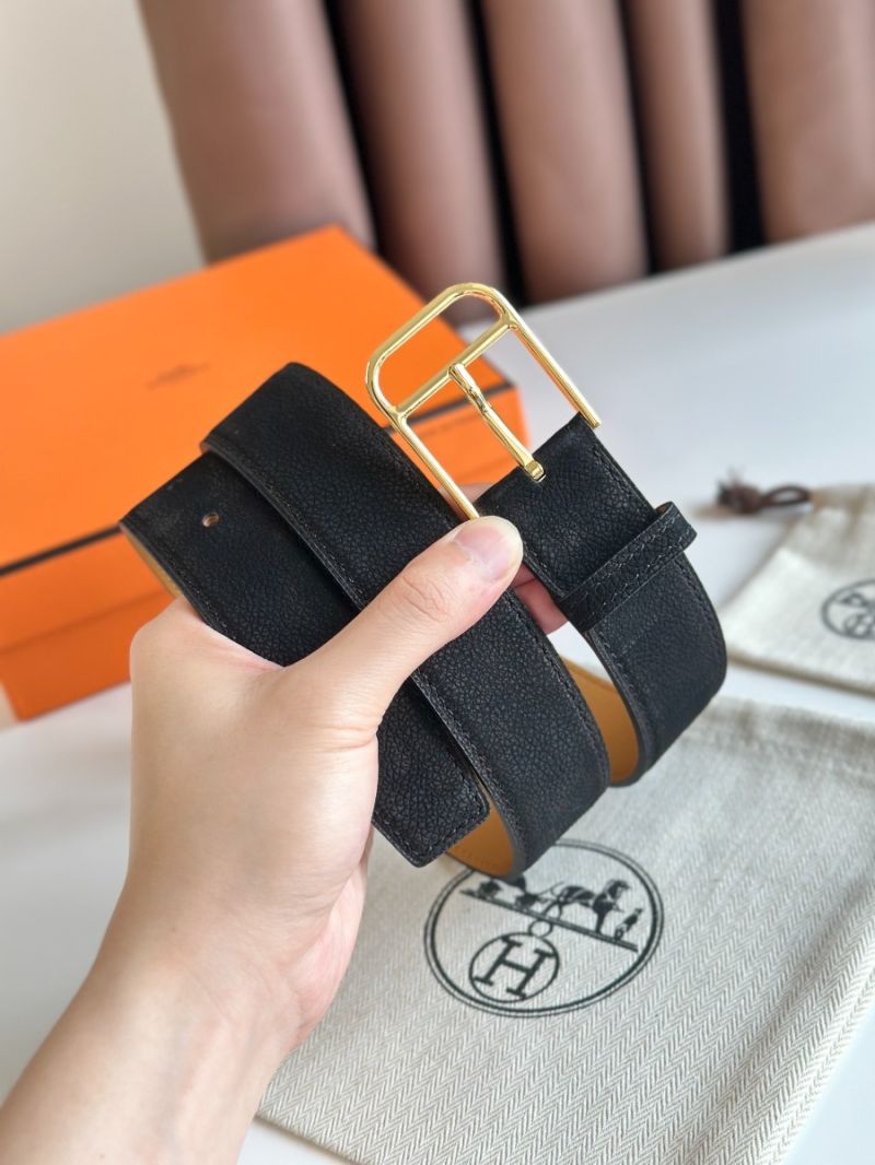 Hermes Romain 35 Belt in Textured Noir