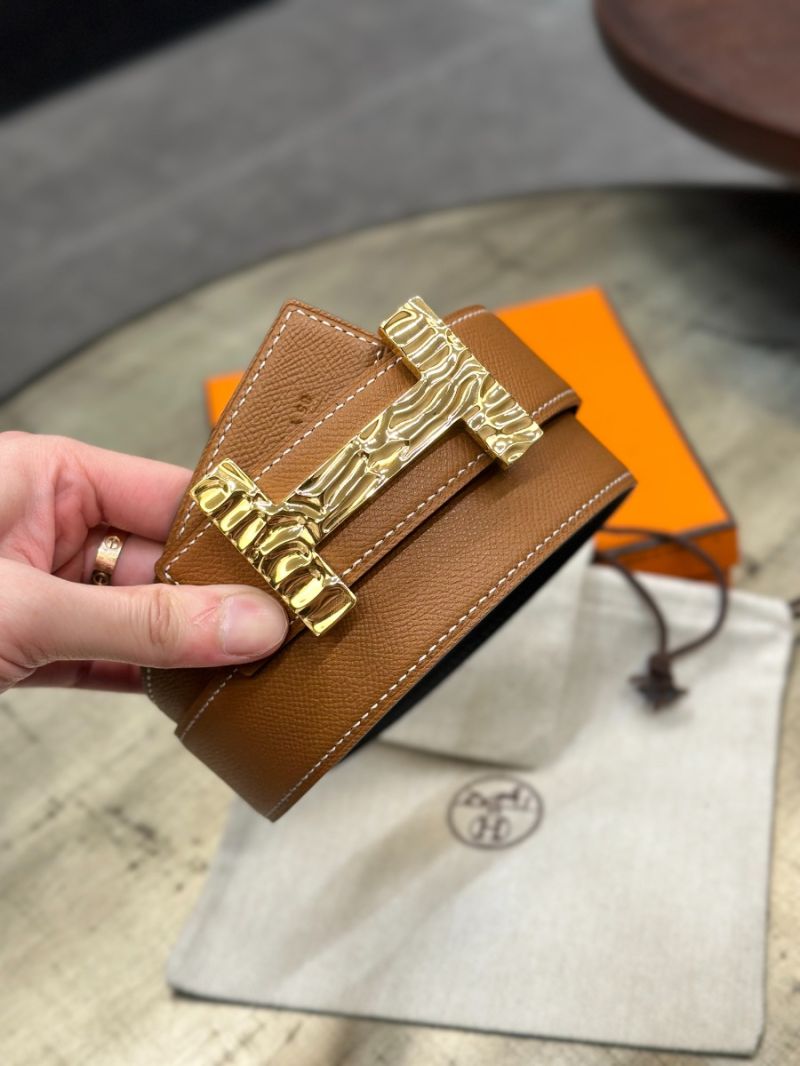 Hermes 38mm Reversible Brown Leather Strap Belt with Quizz H2O and Constance Buckle 