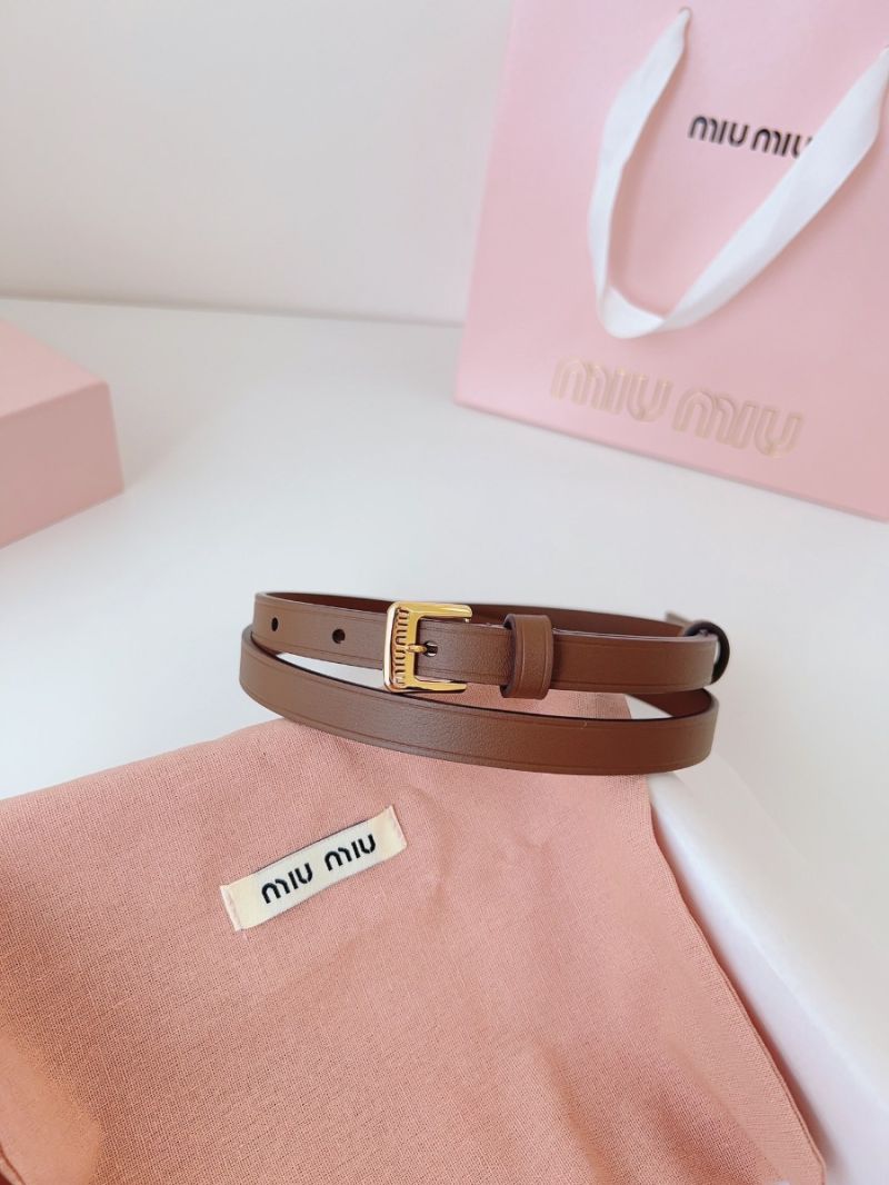 Miu Miu Jet Nappa Brown Leather Belt
