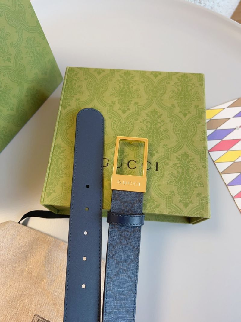 Gucci GG Supreme 35mm Canvas Belt with Rectangular Buckle 722370