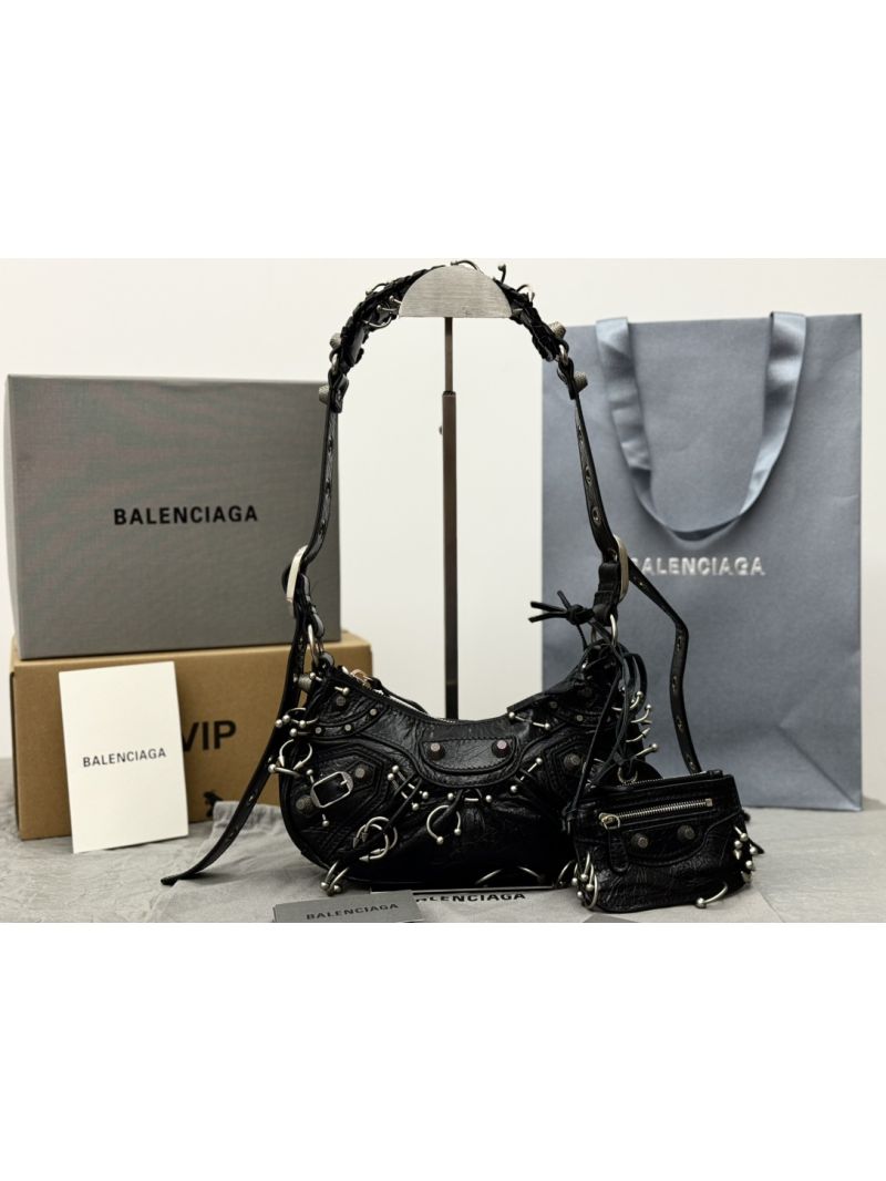 Balenciaga Le Cagole XS Shoulder Bag in Black with Piercings