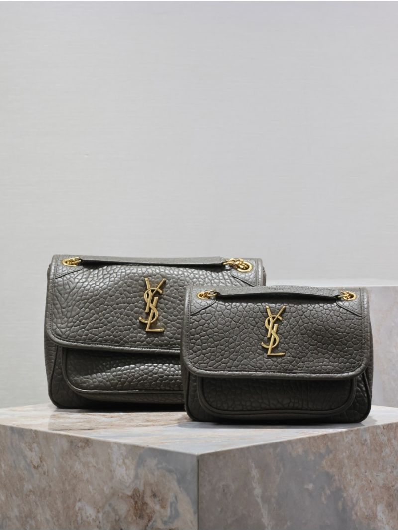Saint Laurent YSL Niki Bags in Grained Lambskin, Bronze-Toned Hardware 633179 dark green