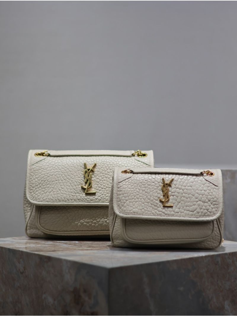 Saint Laurent YSL Niki Bags in Grained Lambskin, Bronze-Toned Hardware 633179 white