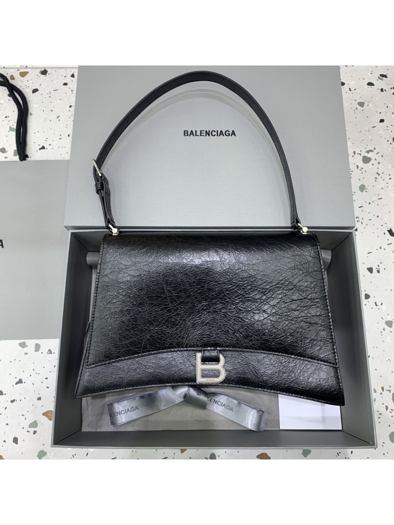 Balenciaga Medium Crush Sling Shoulder Bag in Black