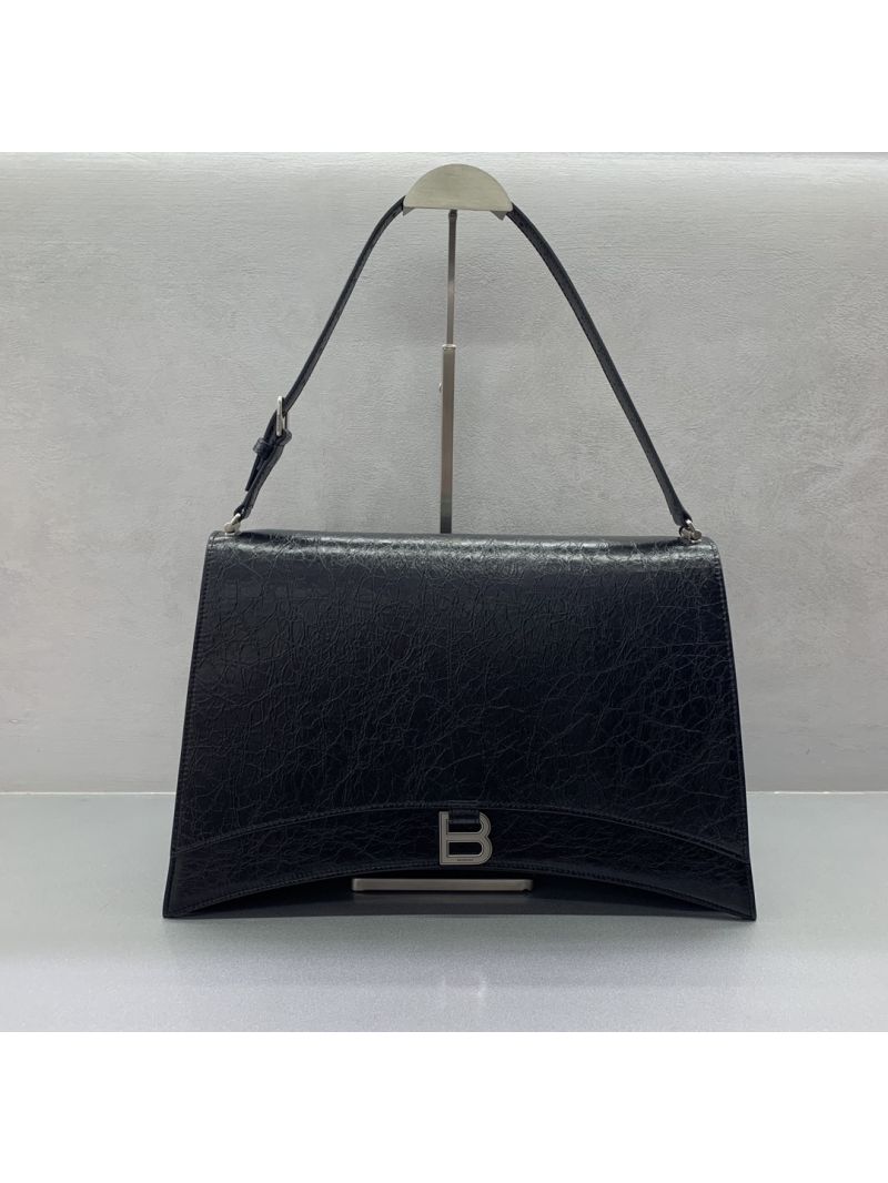 Balenciaga Large Crush Sling Shoulder Bag - Black