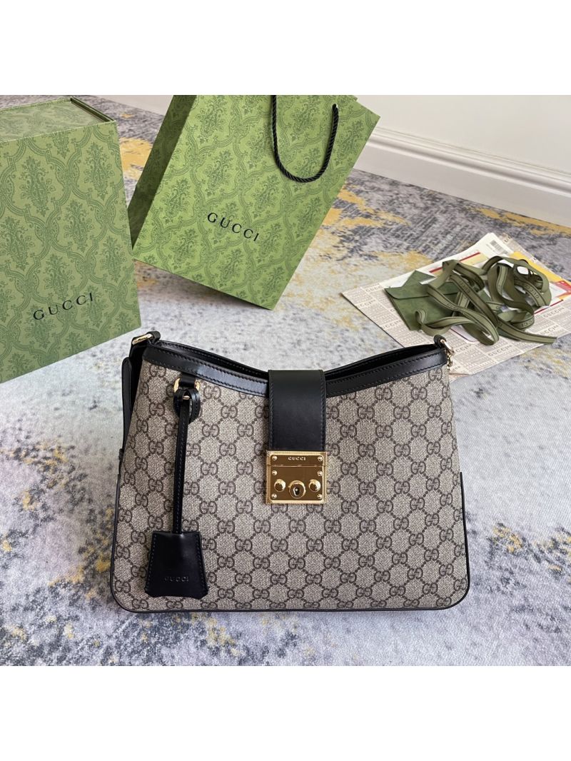 Gucci Padlock GG Black Medium Shoulder Bag in Beige and Ebony 795113