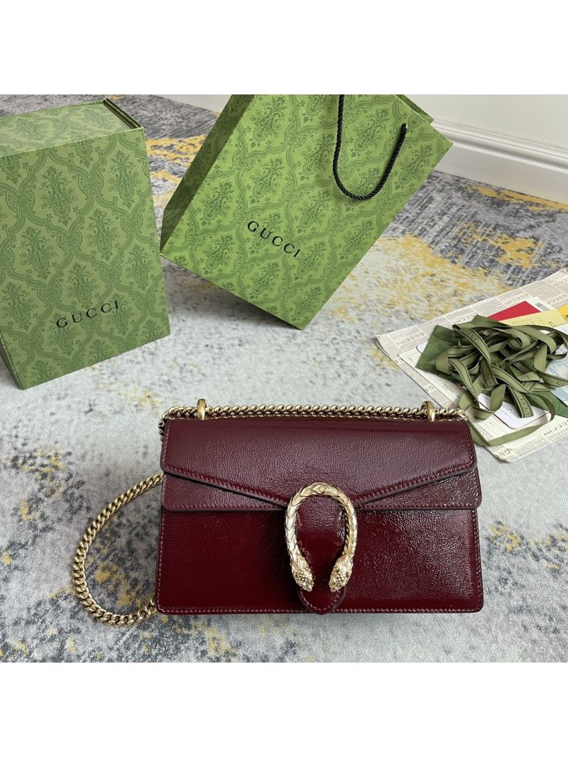 Gucci Dionysus Small Shoulder Bag in Rosso Ancora patent leather 795005