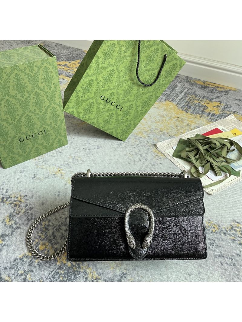 Gucci Dionysus Small Shoulder Bag in black patent leather 795005