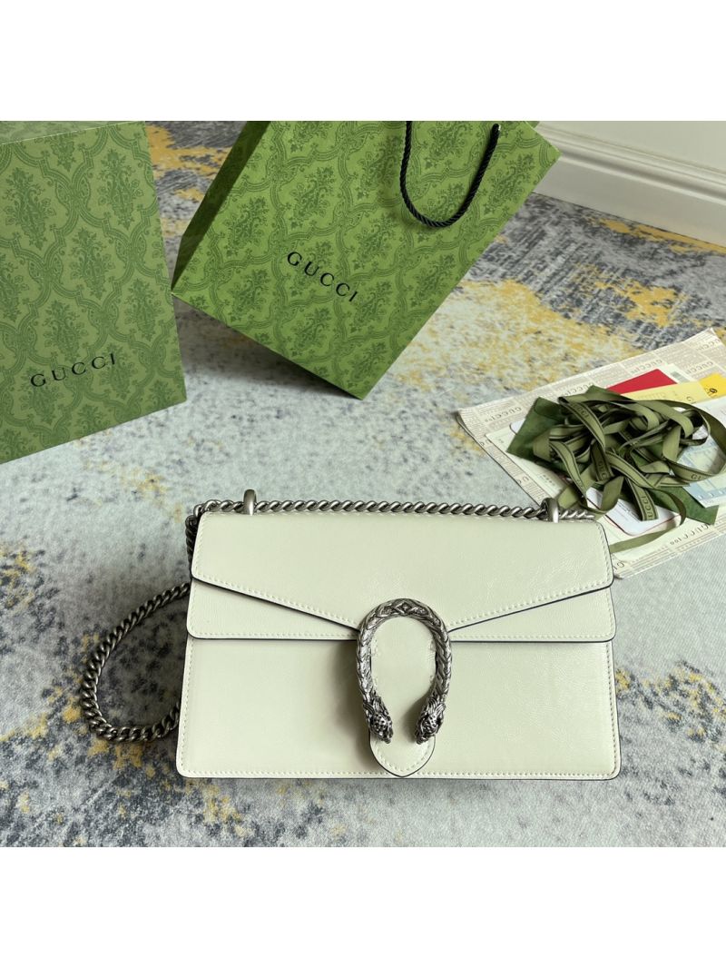 Gucci Dionysus Small Shoulder Bag in white patent leather 795005
