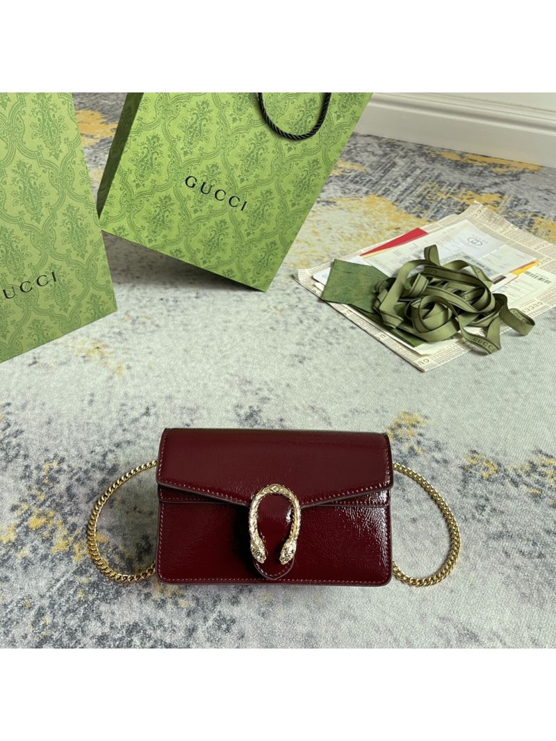 Gucci Dionysus Super Mini Bag in Rosso Ancora patent leather 795368
