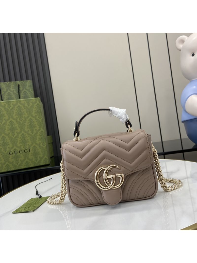 Gucci GG Marmont antique rose Mini Top Handle Bag 811238 light gold