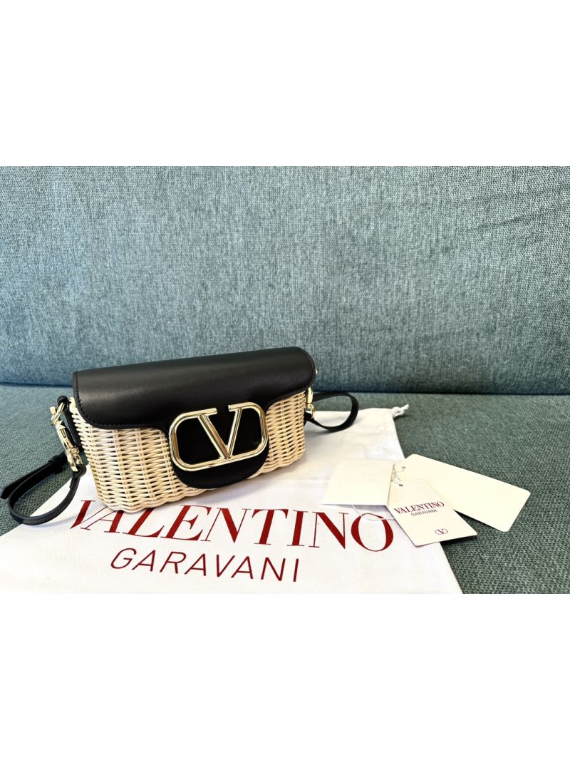 VALENTINO GARAVANI Locò Small Leather-Trimmed Shoulder Bag black