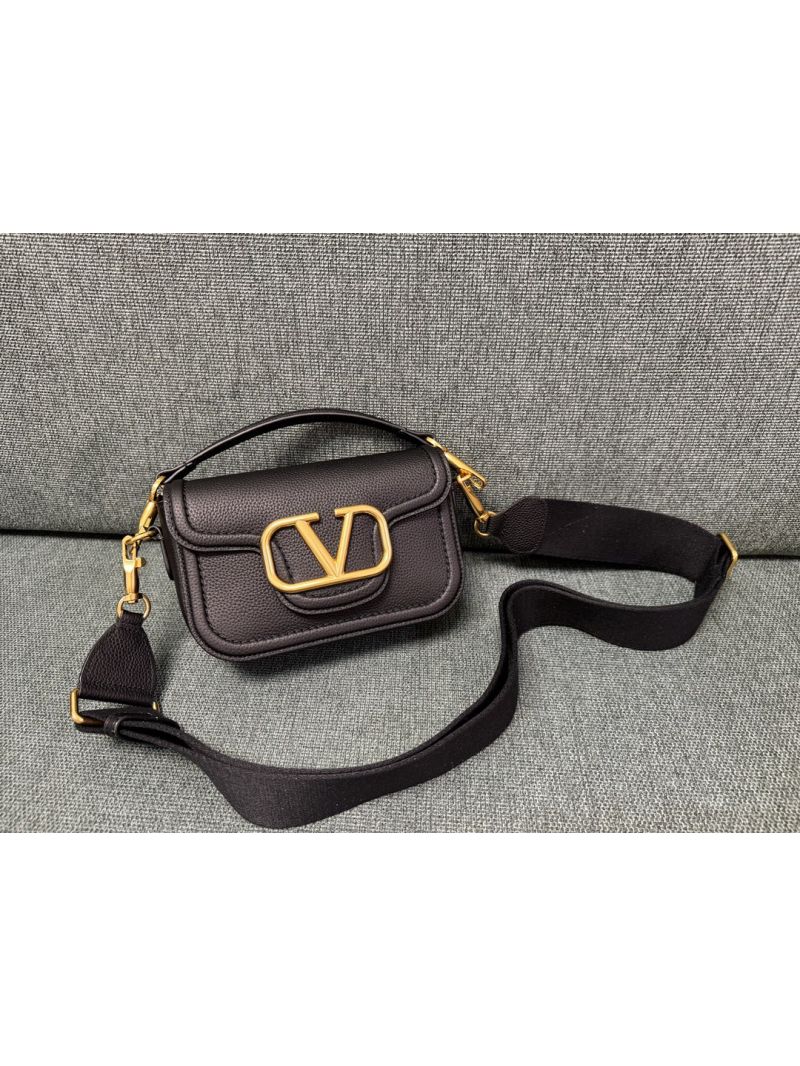 Valentino Small Rockstud Grainy Calfskin Crossbody Bag black