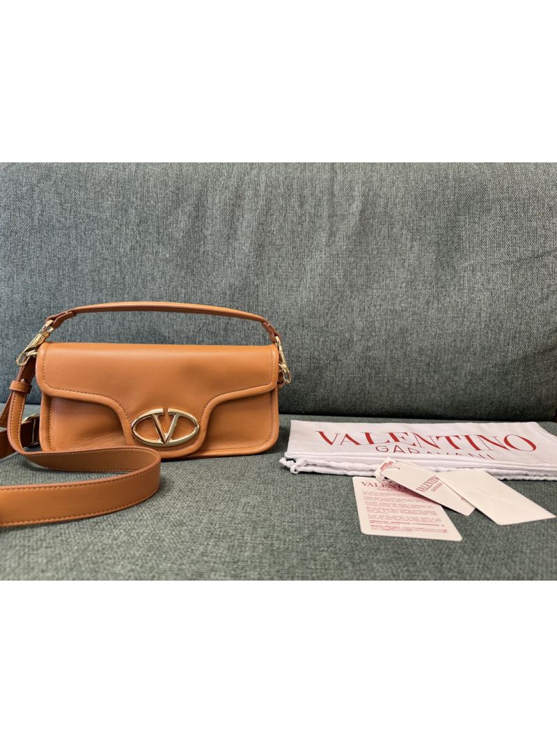 Valentino Garavani VLogo 1960 Nappa Leather Medium Shoulder Bag light brown