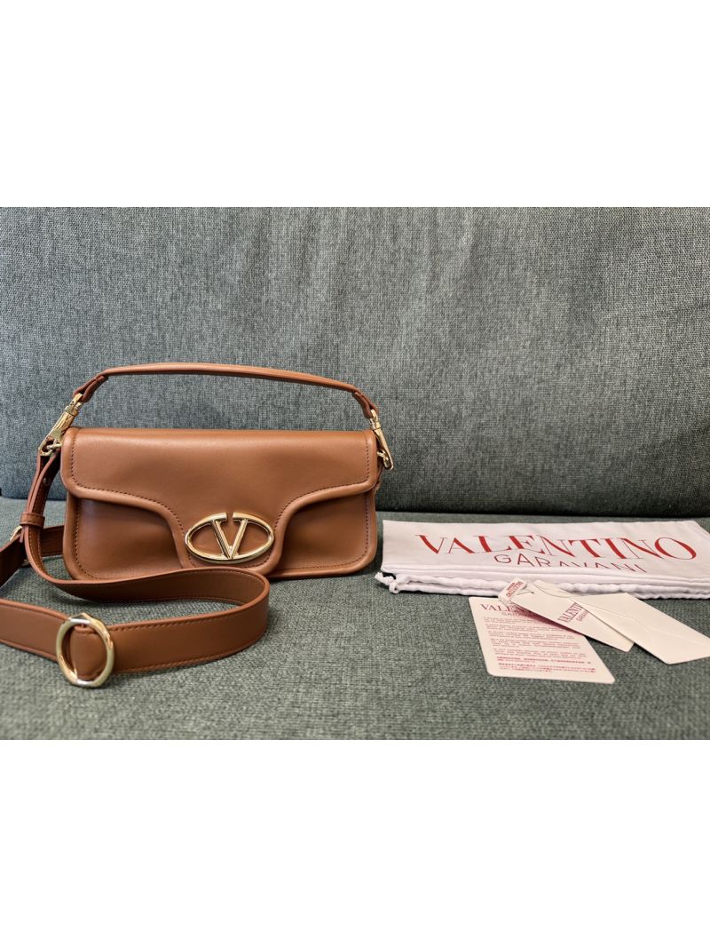 Valentino Garavani VLogo 1960 Nappa Leather Medium Shoulder Bag brown