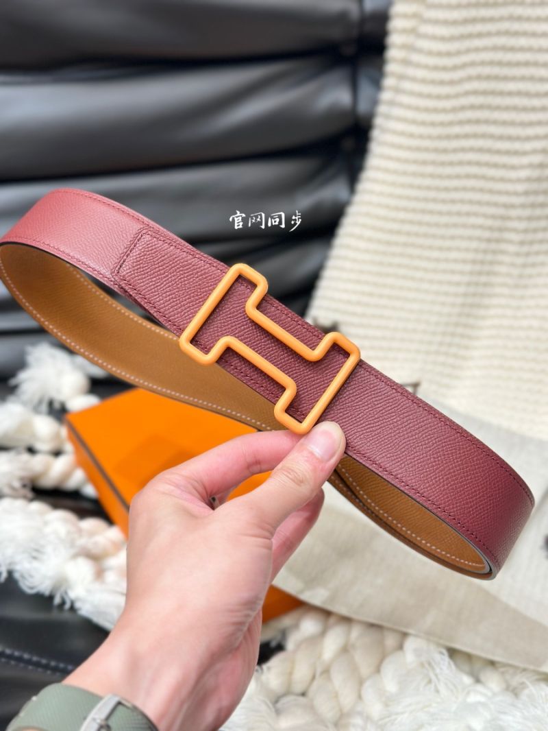 Hermès Tonight Color Belt Buckle & Leather Strap 32mm & 38mm red & brown