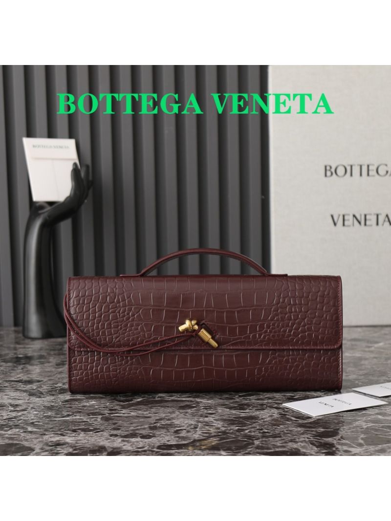 Bottega Veneta BV Long Clutch Andiamo claret red Crocodile embossed Leather 741511