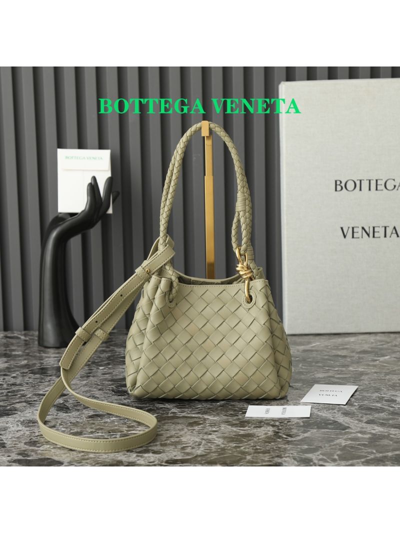 Bottega Veneta Parachute Small Intrecciato Leather Shoulder Bag 796569 Travertine