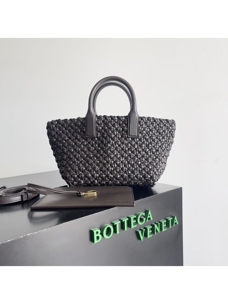 Bottega Veneta Mini Cabat Intreccio Leather Tote Bag 762830 fondant