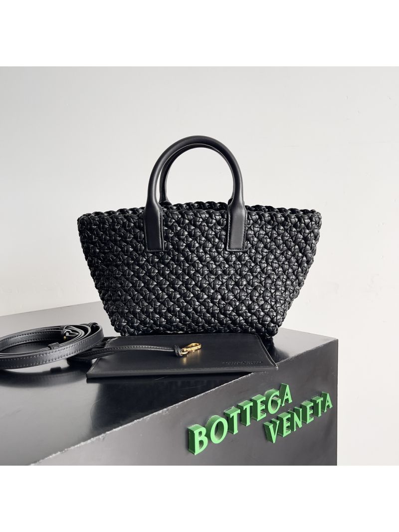 Bottega Veneta Mini Cabat Intreccio Leather Tote Bag 762830 black