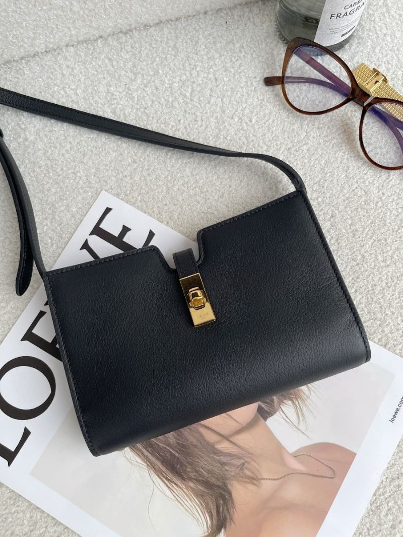 CELINE 16 Strap Pochette in Supple Calfskin 10M443 black