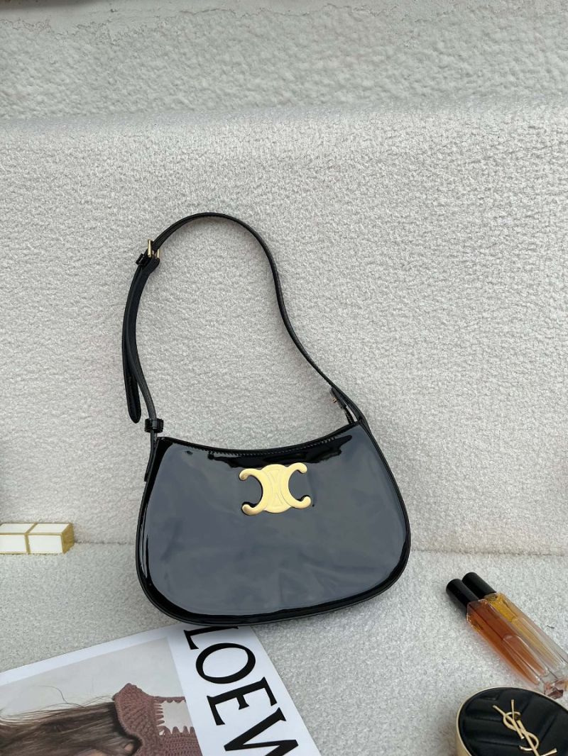 Celine Medium Tilly Bag in Patent Calfskin 115703 black