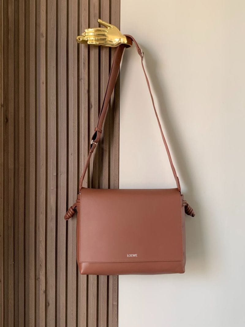 Loewe Flamenco Shiny Supple Calfskin Satchel B411FSAX04 brownie