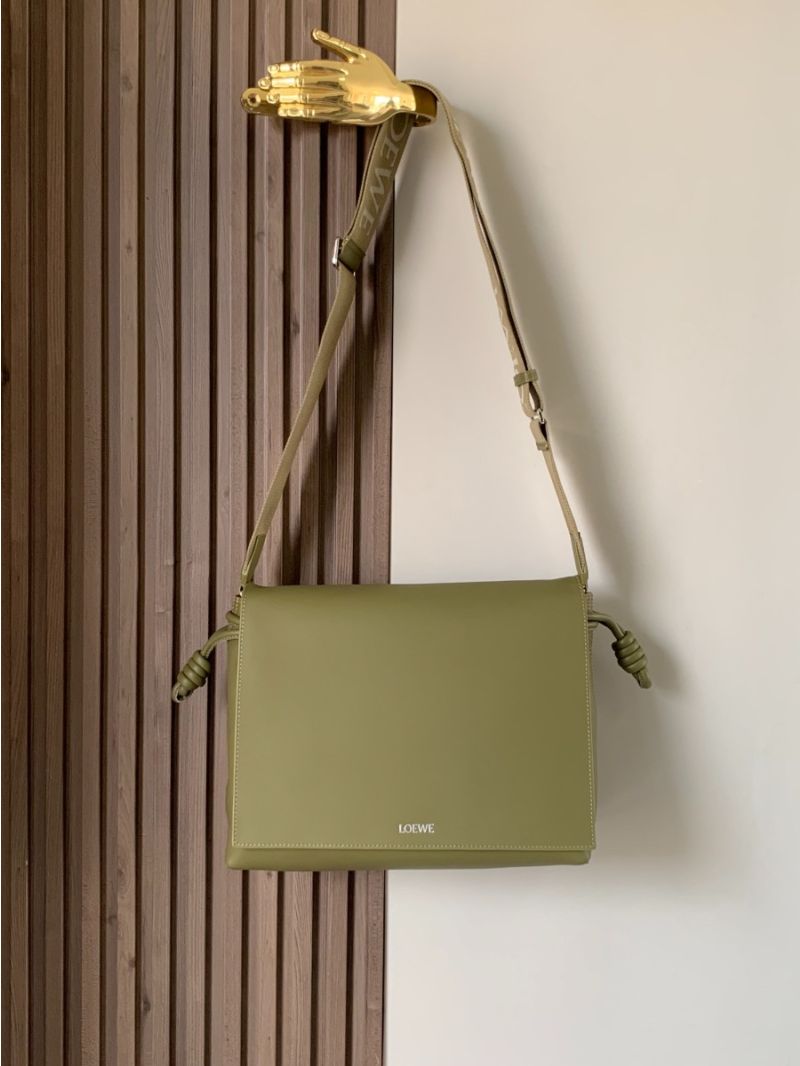 Loewe Flamenco Shiny Supple Calfskin Satchel B411FSAX04 olive