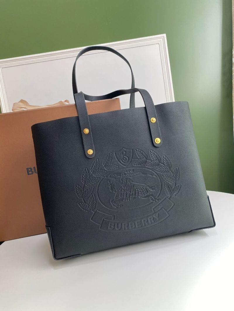 Burberry Calfskin Crest Embossed Small Tote in Black 208155