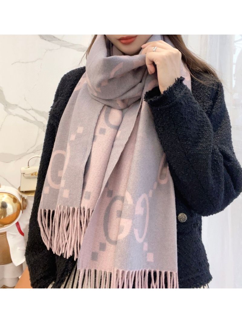 Gucci GG Cashmere Jacquard Scarf 674275 pink