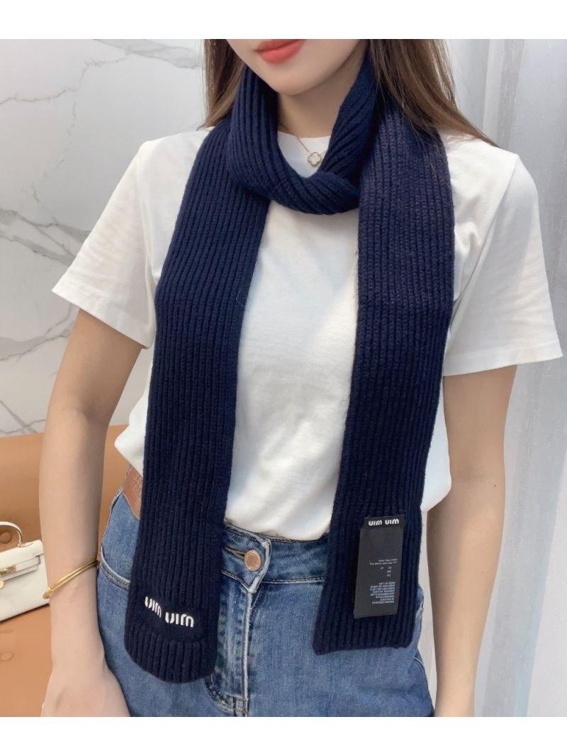 Miu Miu Elegant Wool Knit Scarf 180 cm x 10 cm blue