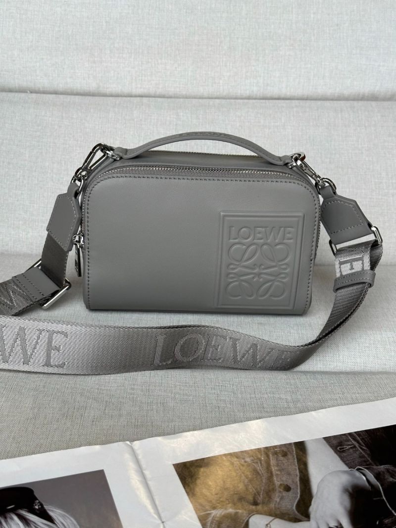 LOEWE Mini Crossbody Camera Bag in Satin Calfskin shell grey