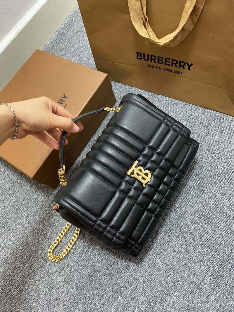 BURBERRY Small Quilted Lambskin Lola Satchel black