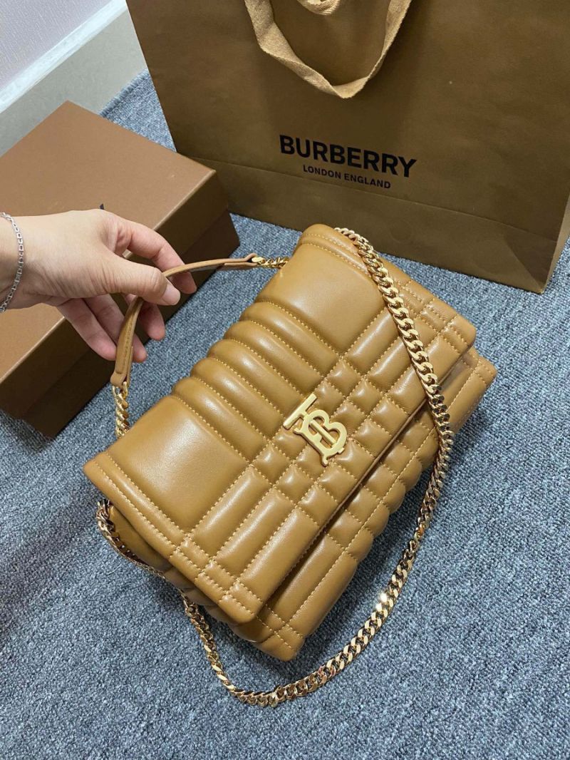 BURBERRY Small Quilted Lambskin Lola Satchel brown