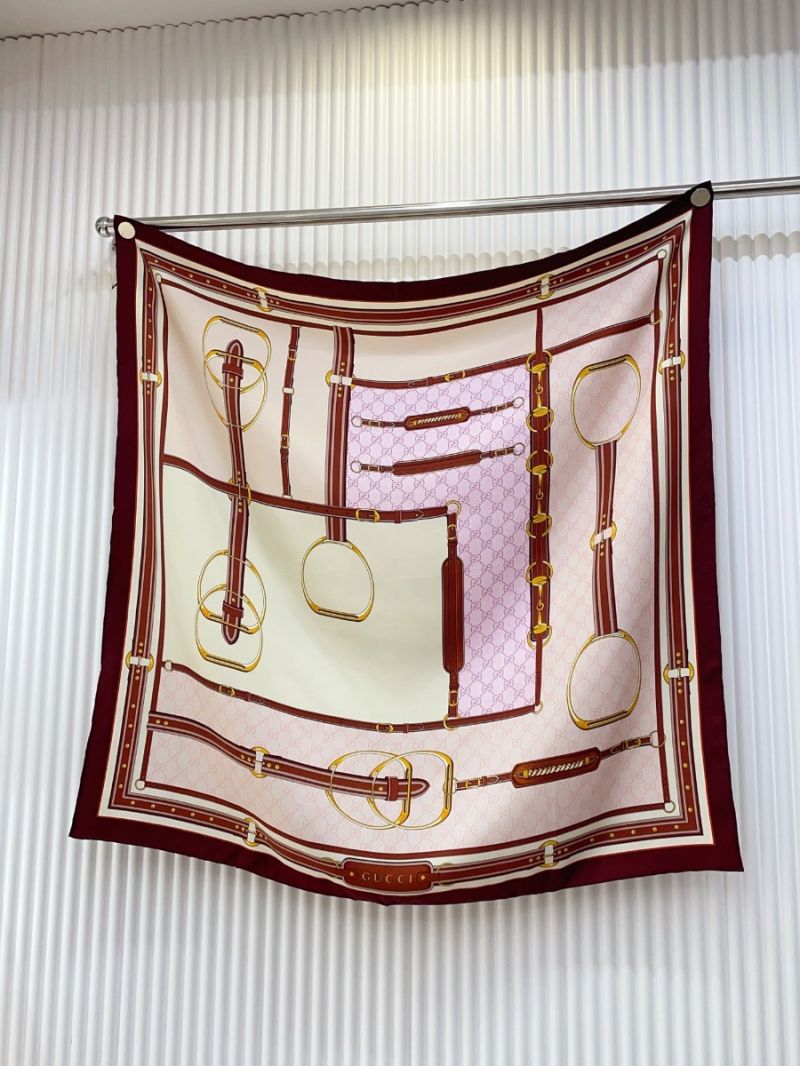 Gucci Double-Sided Silk Scarf – Timeless Luxury 90 x 90 cm dark red