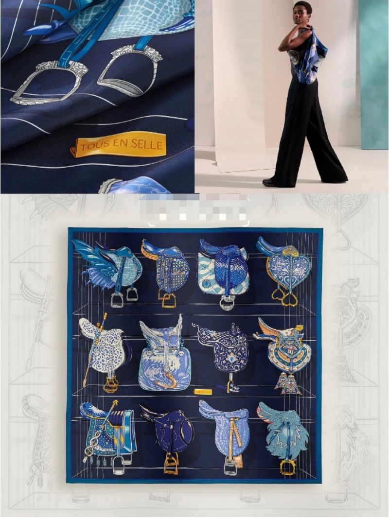 Hermes "World on the Saddle" Silk Scarf – Exquisite Craftsmanship 90 x 90 cm 33