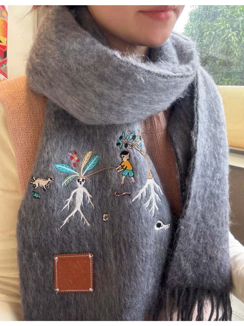 Loewe x Suna Fujita Collaboration Scarf – 185 x 23 cm grey