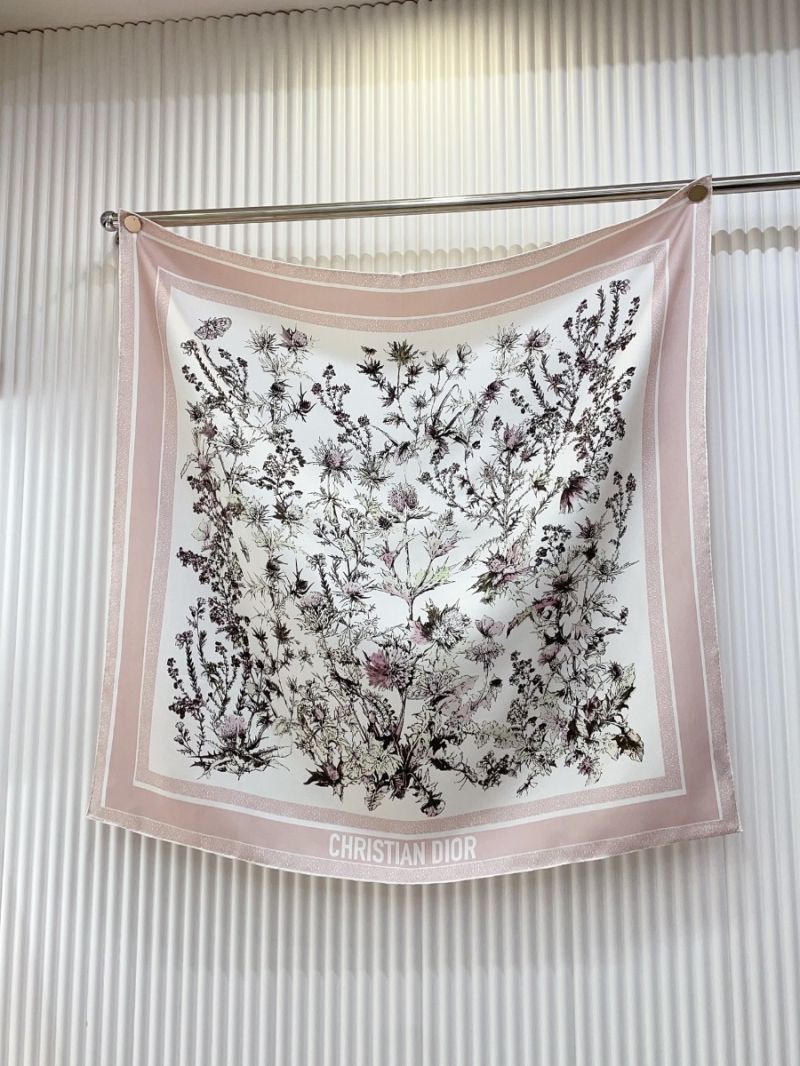 Dior "Floral Elements" 90 x 90cm Silk Scarf pink